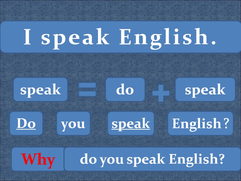 I speak English. speak do speak Do you speak English ? Why do you